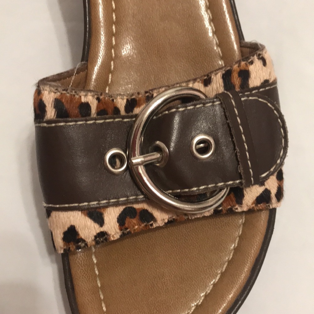 Franco Sarto Leopard Print Wedge Slides Sandals W… - image 5